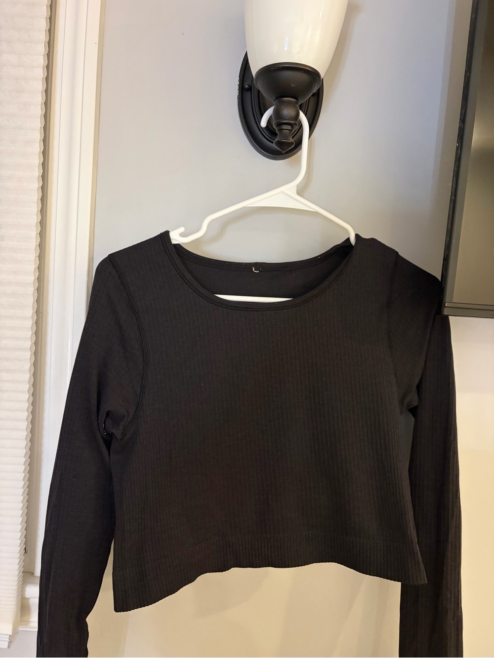 lululemon athletica Black Ribbed Long-Sleeve Crop Top